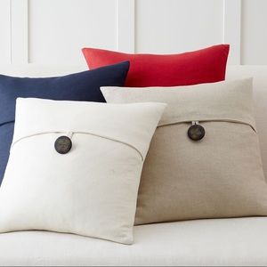 (2) Pottery Barn Navy Textured Linen Pillow Covers